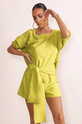Watch Me | Lime Green Dipped Hem T-Shirt