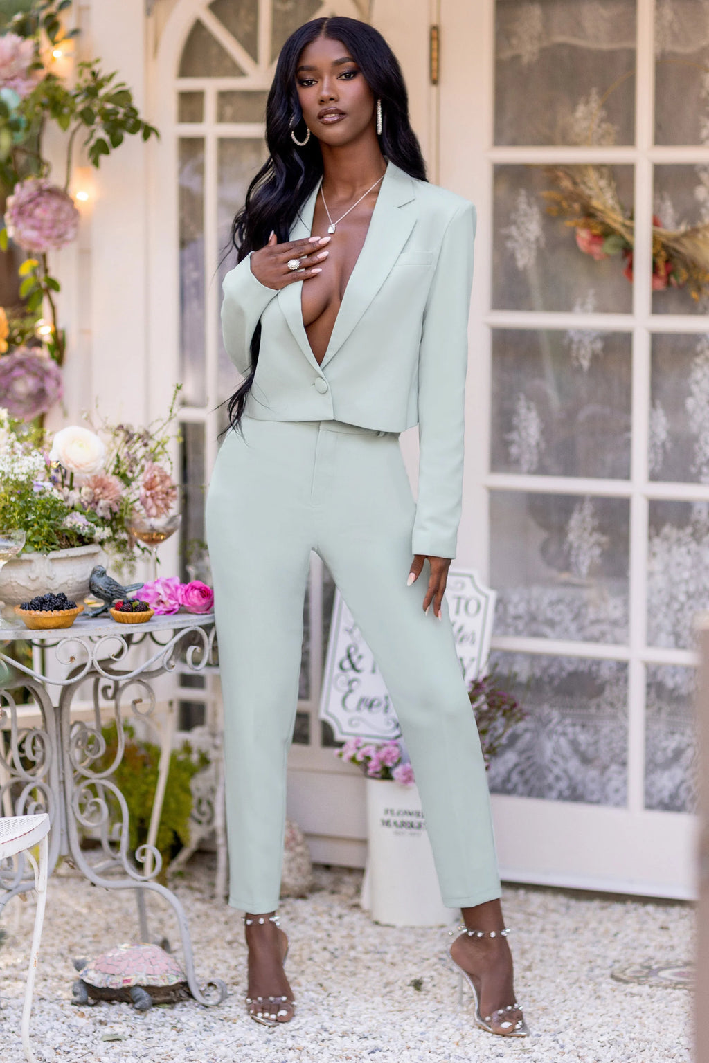 My Desire | Sage Tailored Cigarette Trousers