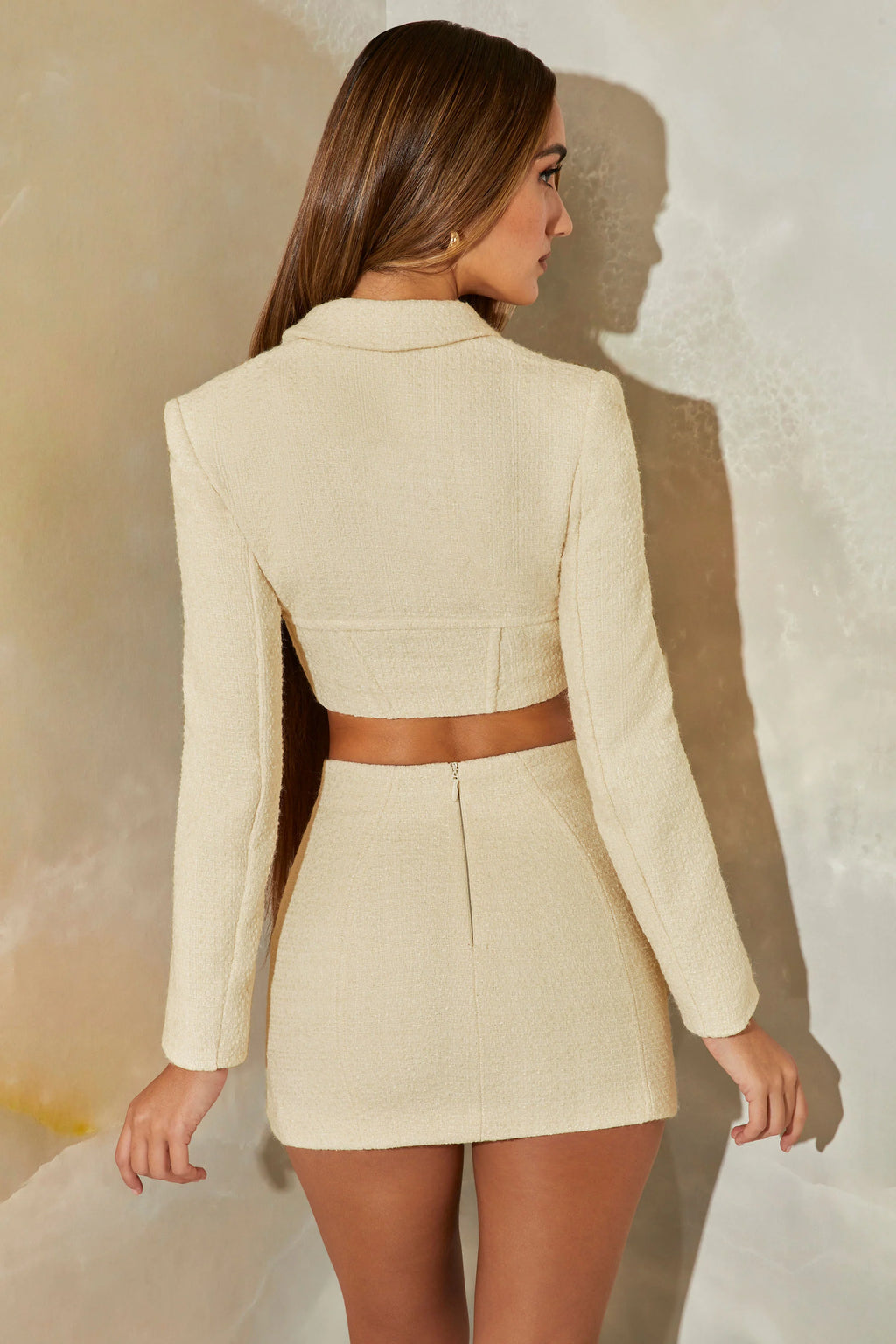 Tweed Mini Skirt in Stone