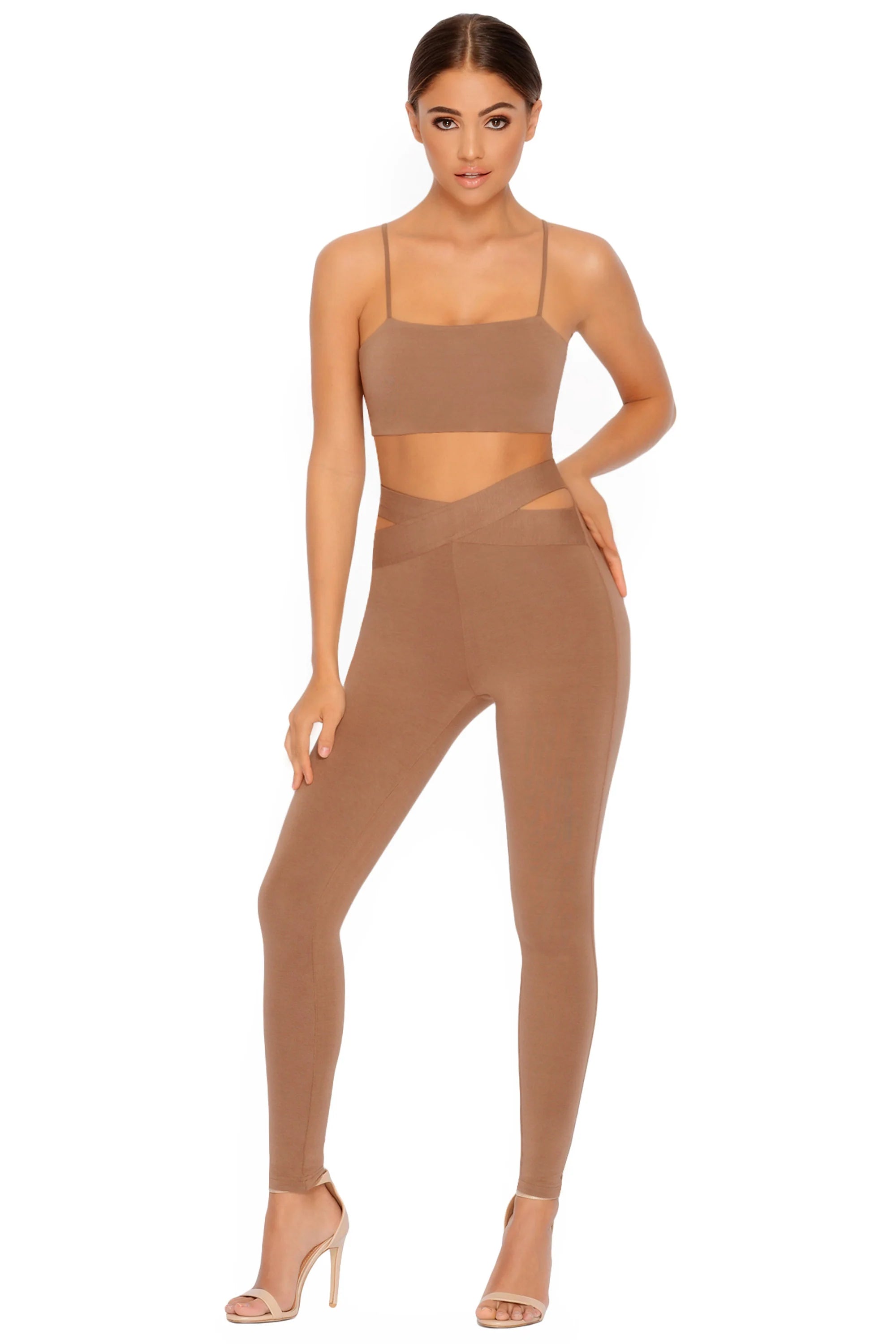 Cut Outta Here Cut Out Leggings in Brown