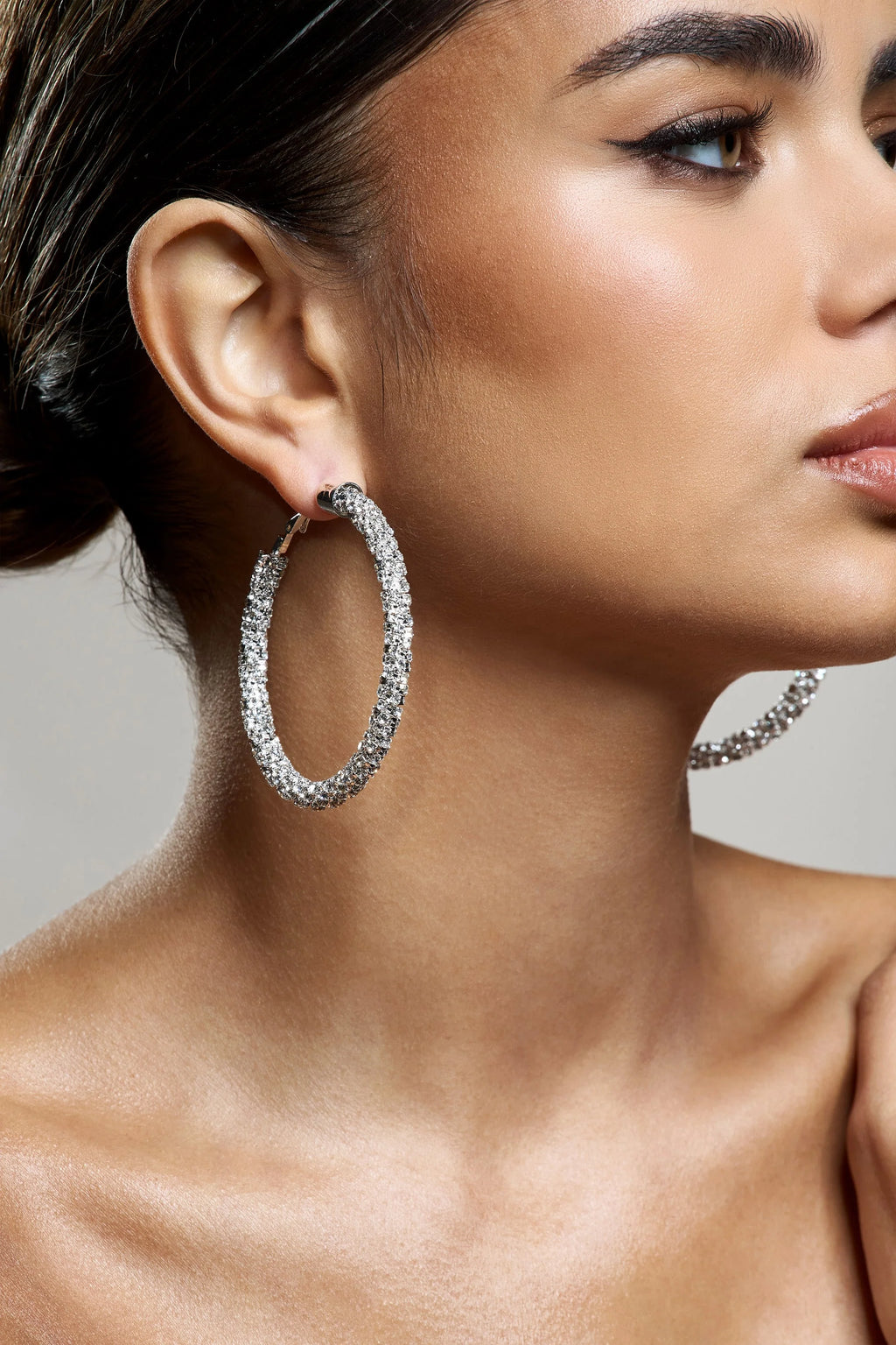 Ravenna | Silver Diamante Hoop Earrings