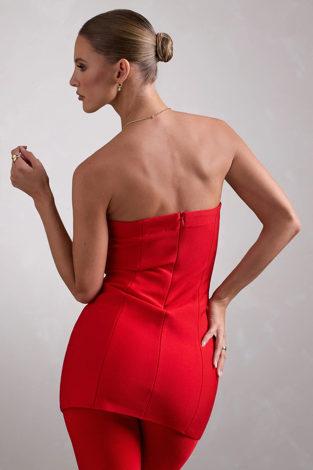 Rylee | Red Bandage Strapless Longline Top