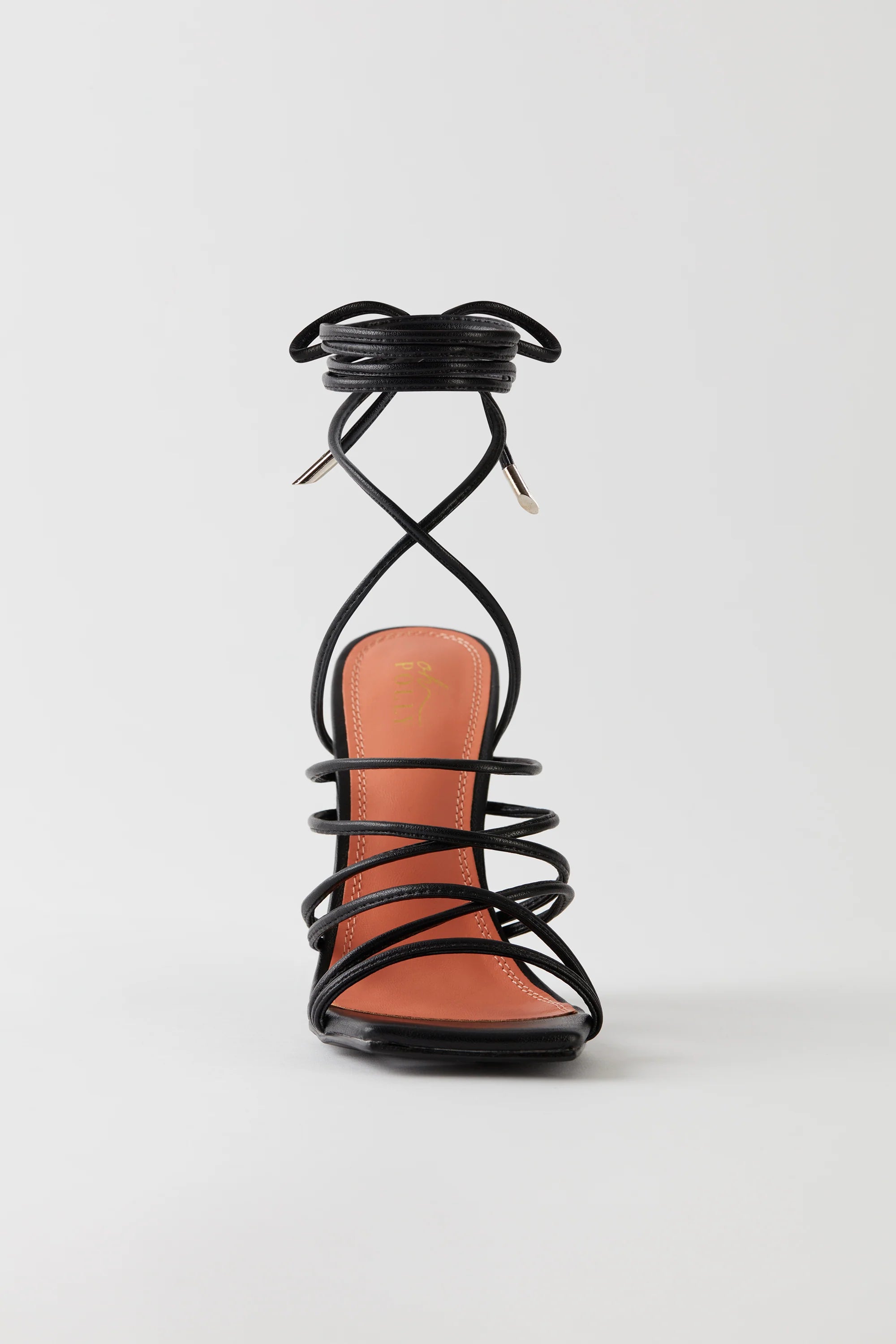 Leatherette Lace Up Heels in Black