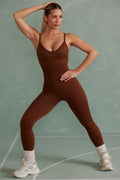 Petite Super Sculpt Unitard in Copper Brown