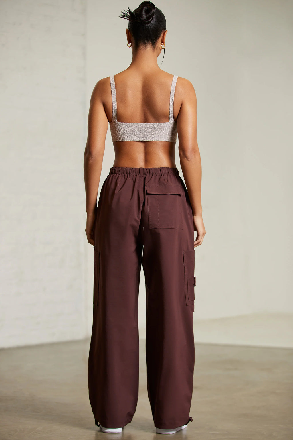 Tall Wide Leg Cargo Trousers in Brown