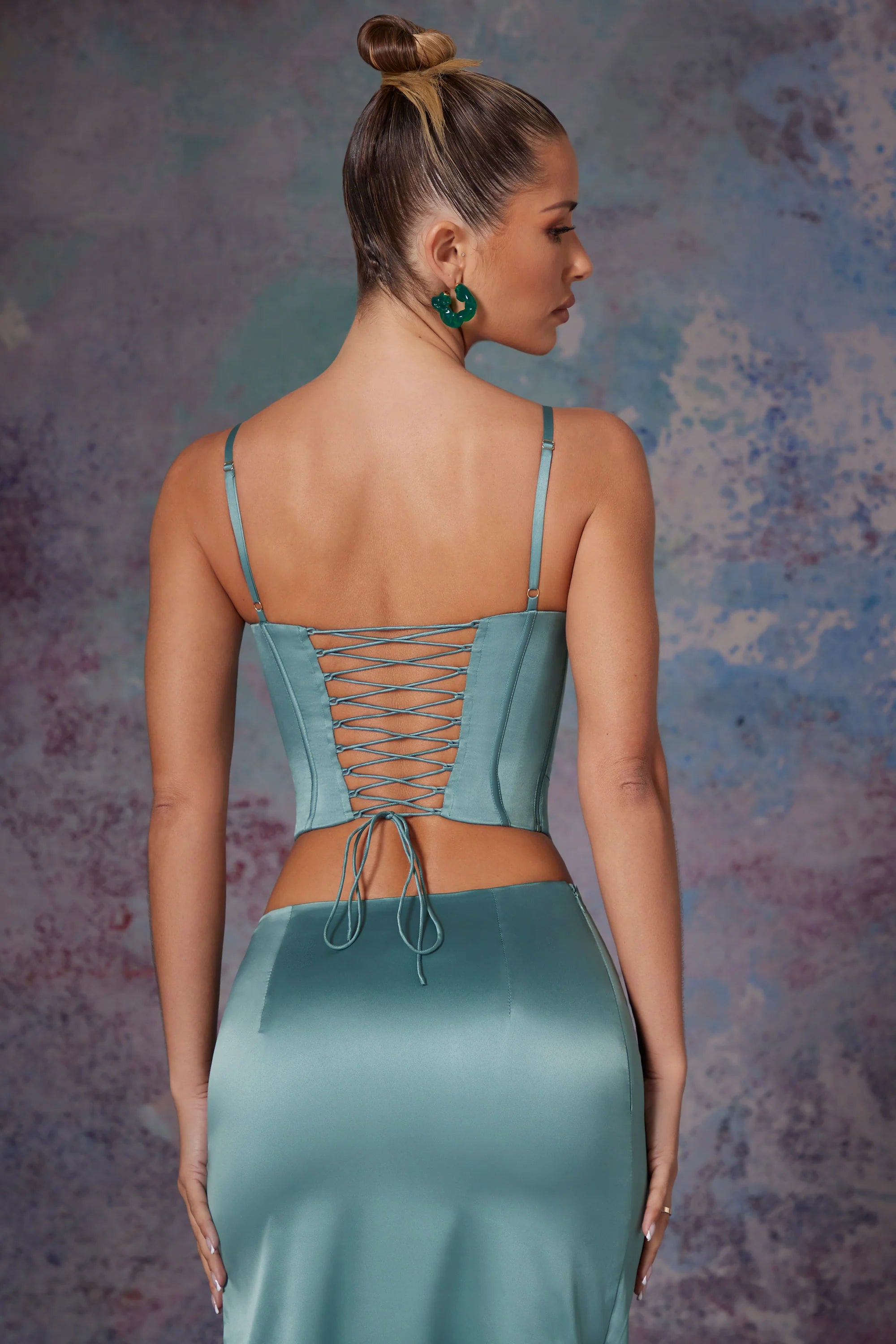 Push Up Full Length Corset in Light Teal