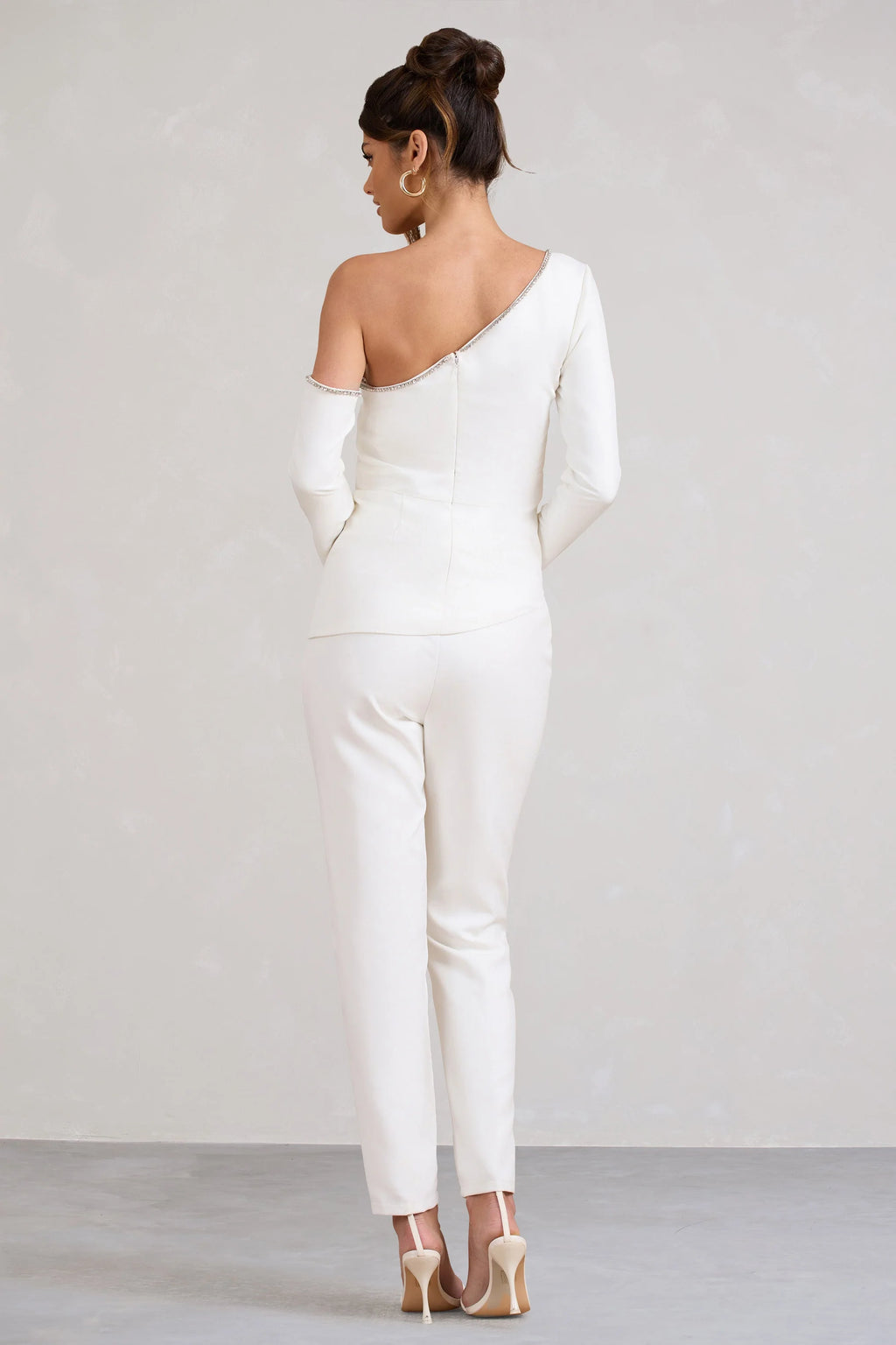 Laurelle | White High Waist Flared Trousers
