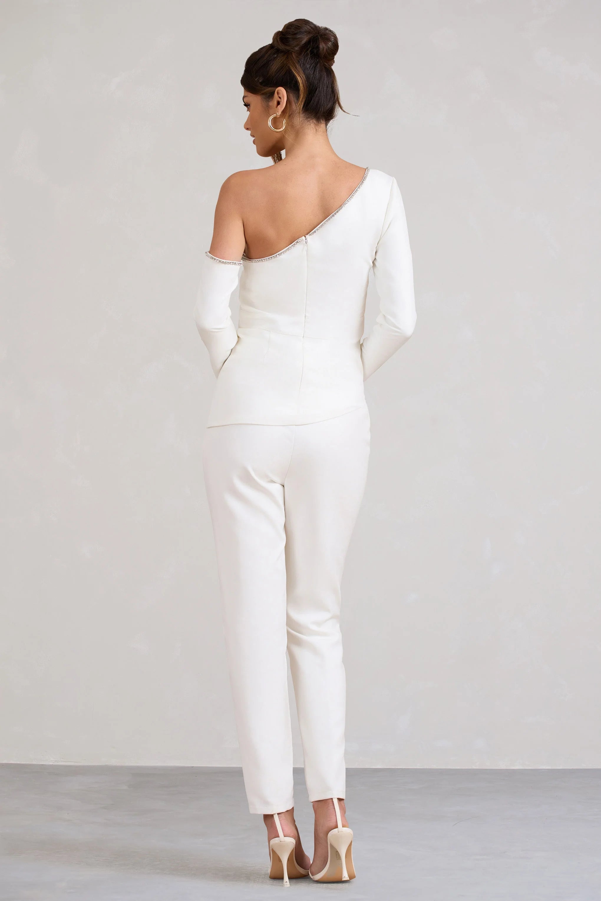 Laurelle | White High Waist Flared Trousers