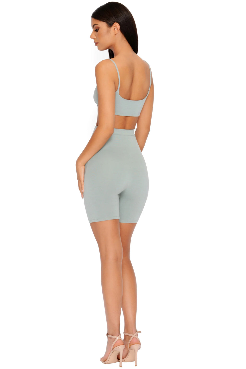 Under Your Skin Double Layered Strappy Bralette in Sage