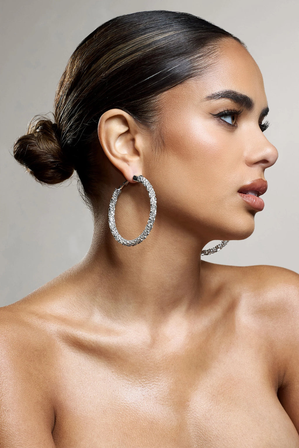 Ravenna | Silver Diamante Hoop Earrings