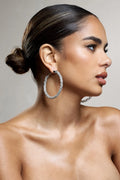 Ravenna | Silver Diamante Hoop Earrings