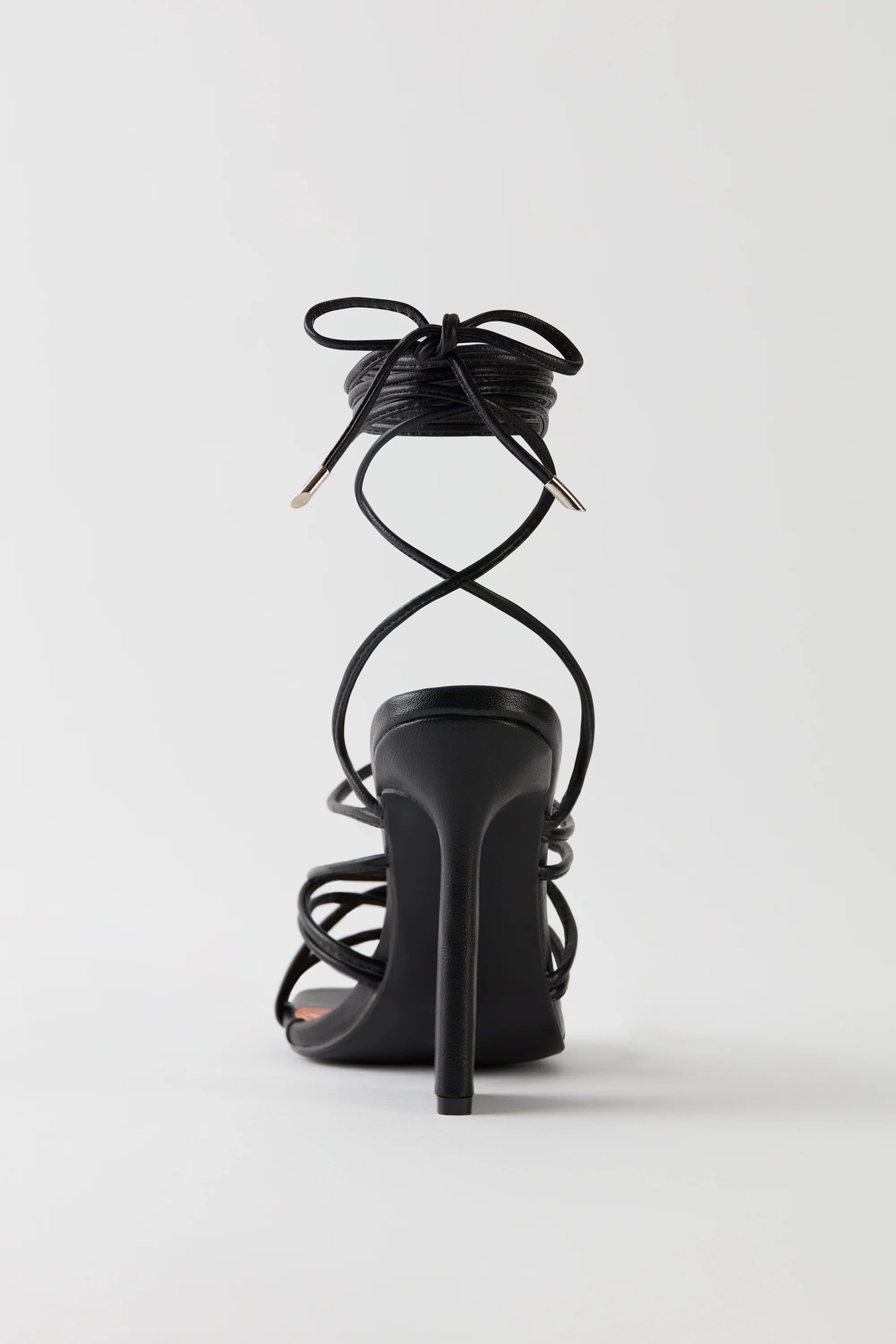 Leatherette Lace Up Heels in Black
