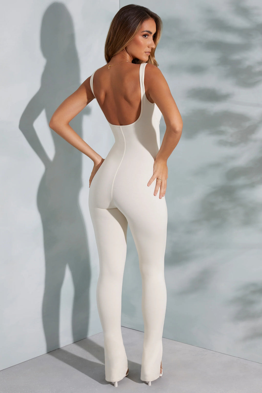 Tall Sweetheart Neckline Flare Hem Jumpsuit in Ivory