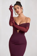 Check Please | Burgundy Sheer Long-Sleeved Gloves