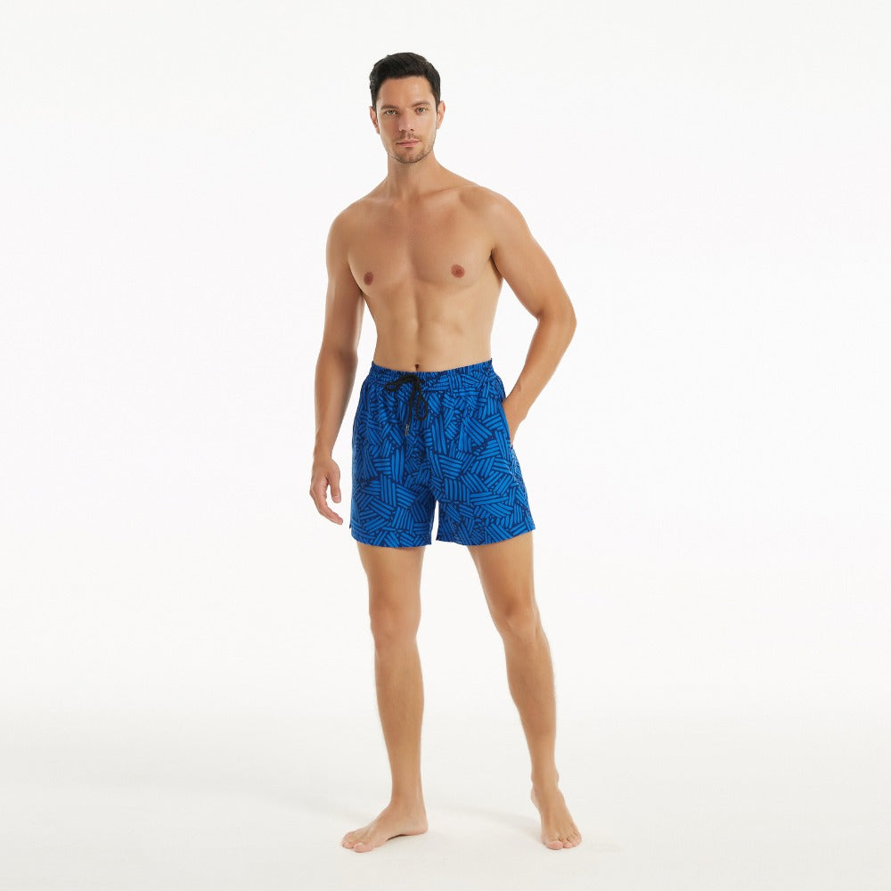 Blue Geometric – Compression Liner Hybrid Shorts