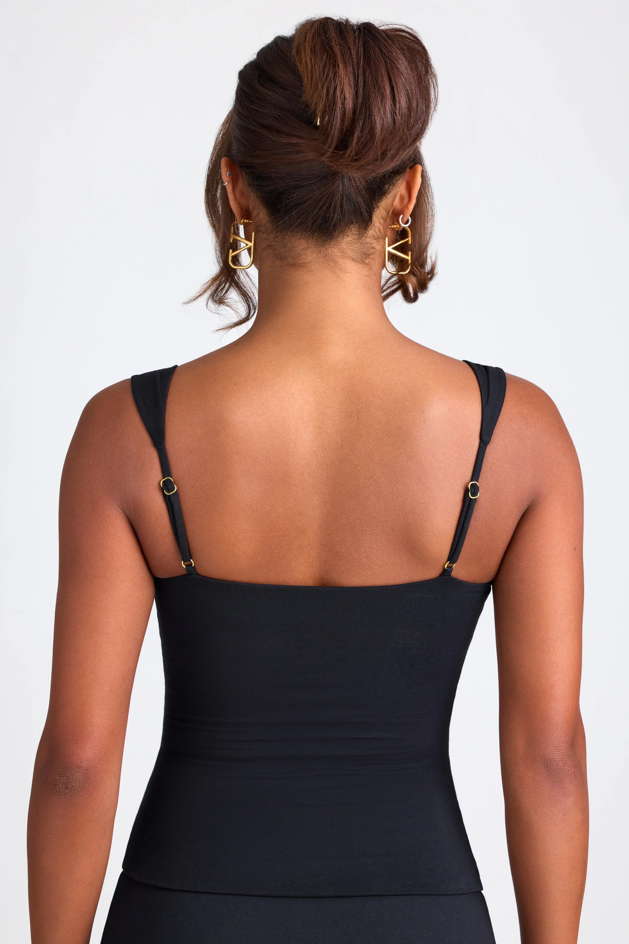 Modal Sweetheart Neckline Top in Black