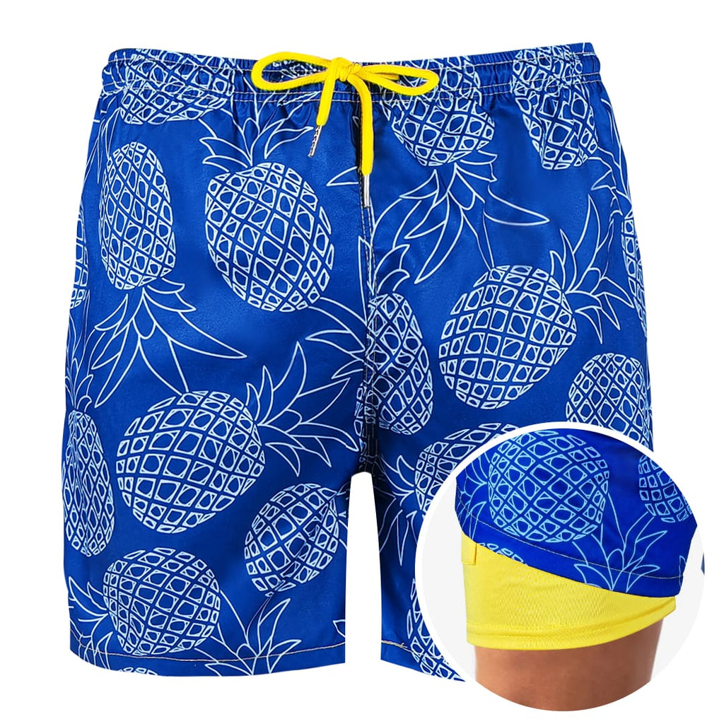 Blue Pineapple - 6 Mid-Length Hybrid Shorts