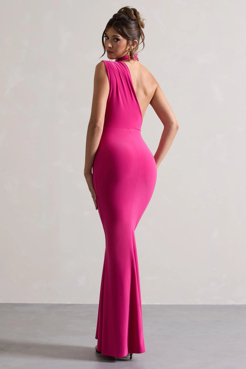Capucine | Pink Asymmetric Draped Maxi Dress