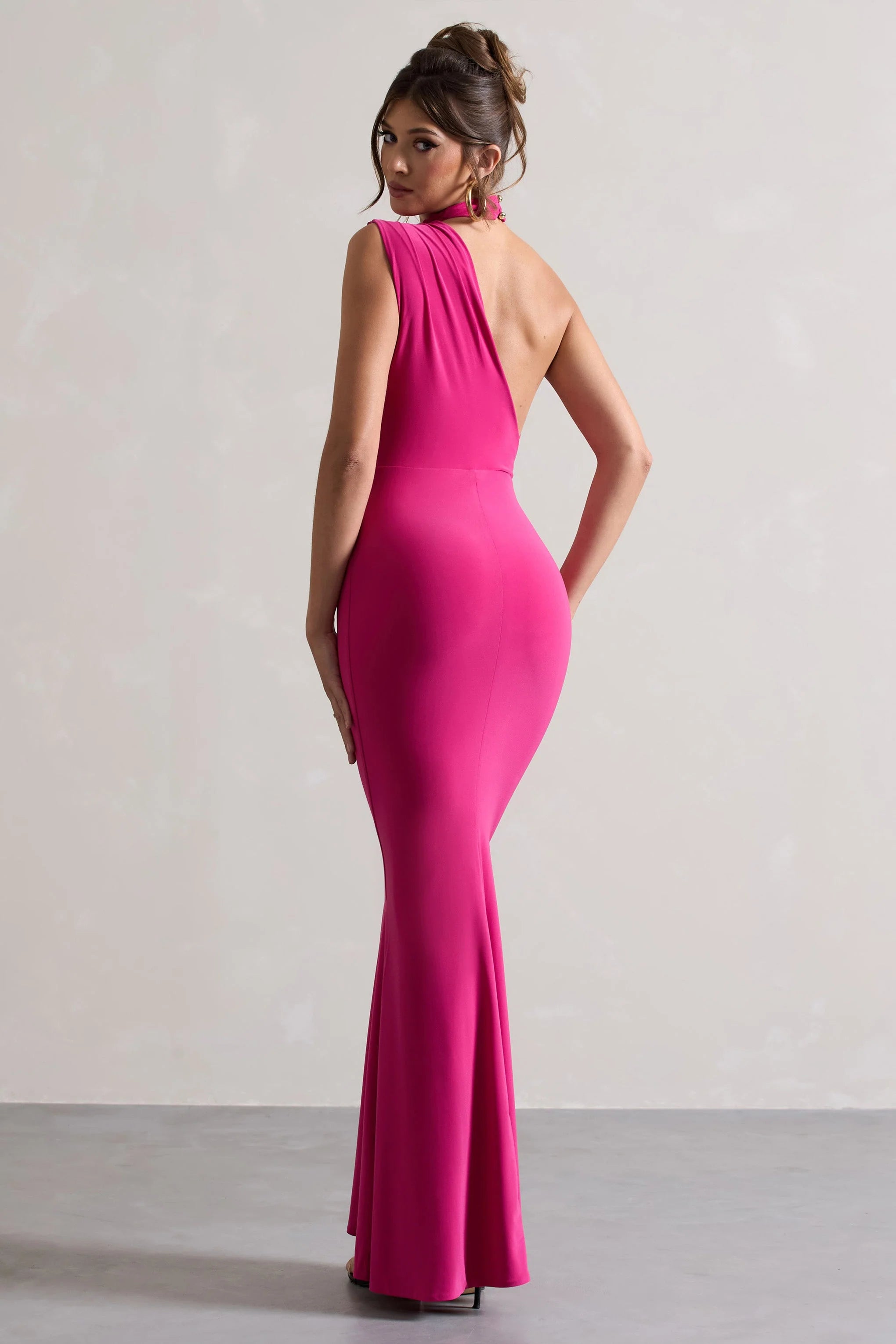 Capucine | Pink Asymmetric Draped Maxi Dress