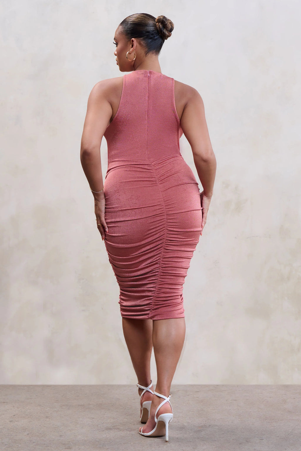 Perfect Day | Plus Nude Twist Front Midi Dress