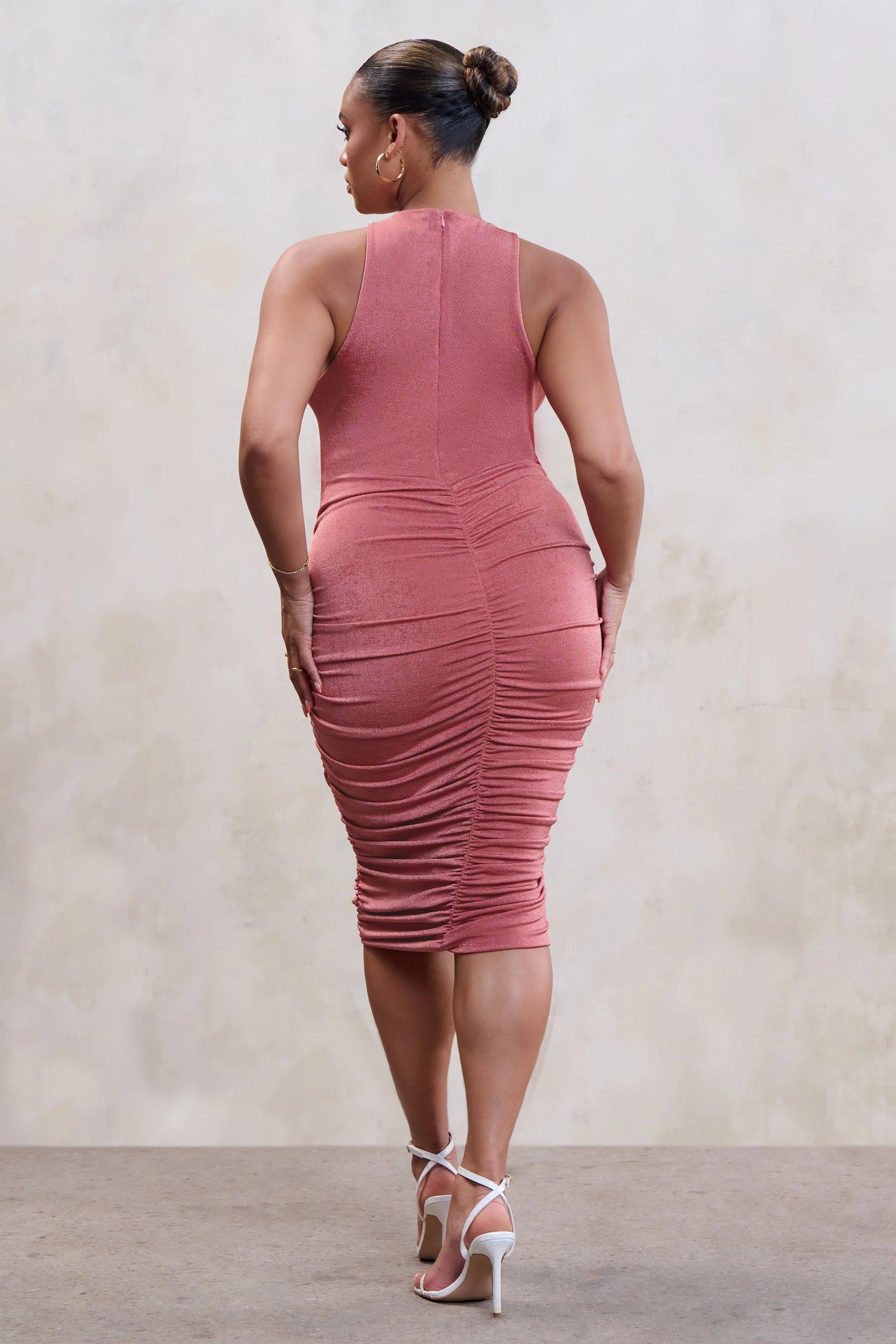 Perfect Day | Plus Nude Twist Front Midi Dress
