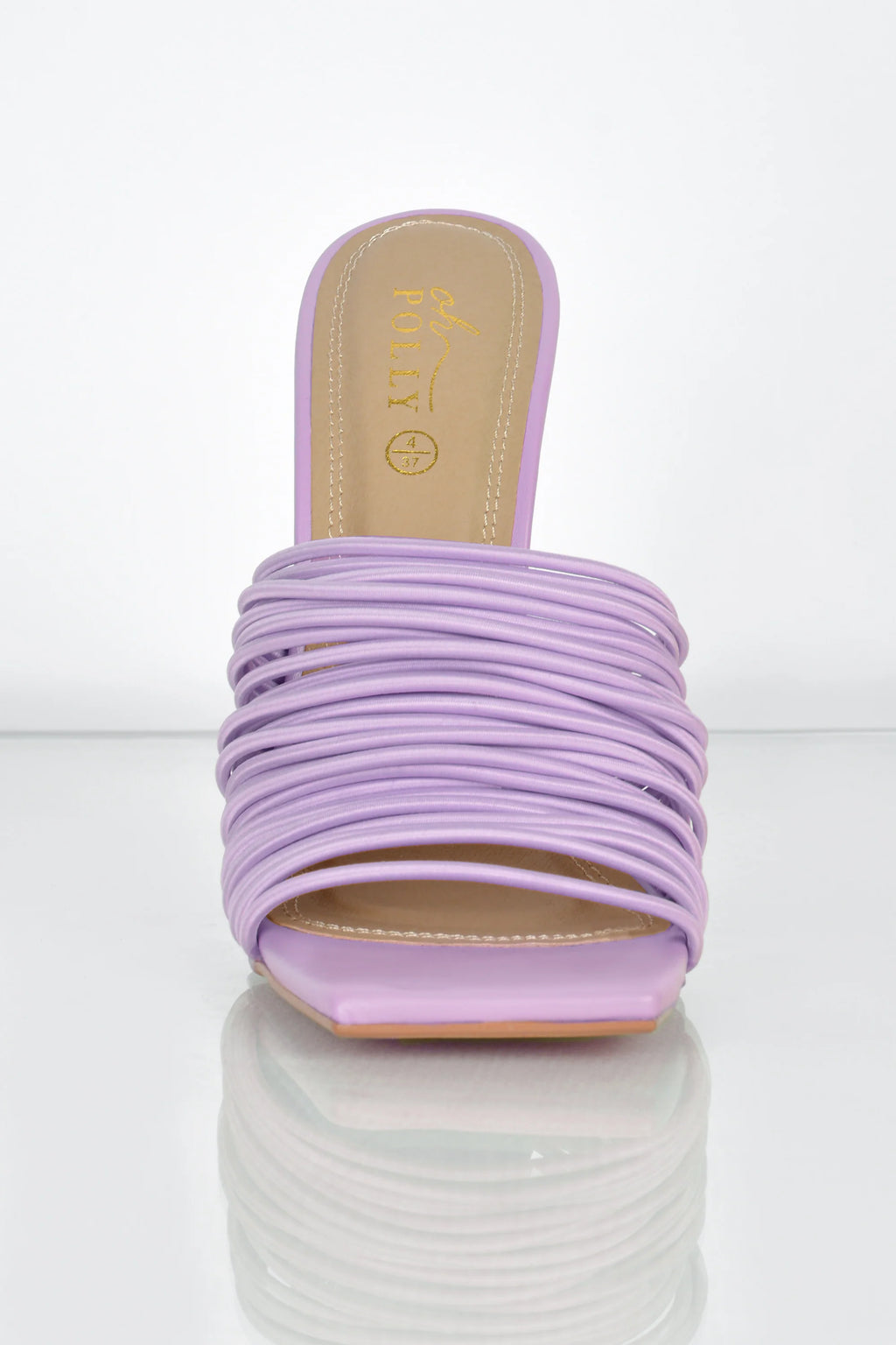 Through The Wire Multi Strap Mule Heels in Lilac