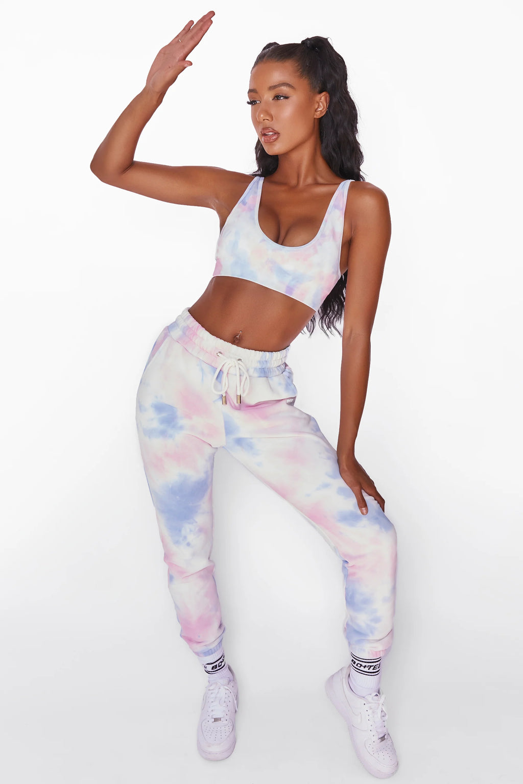 Unwind Petite Full Length Cuffed Joggers in Tie Dye