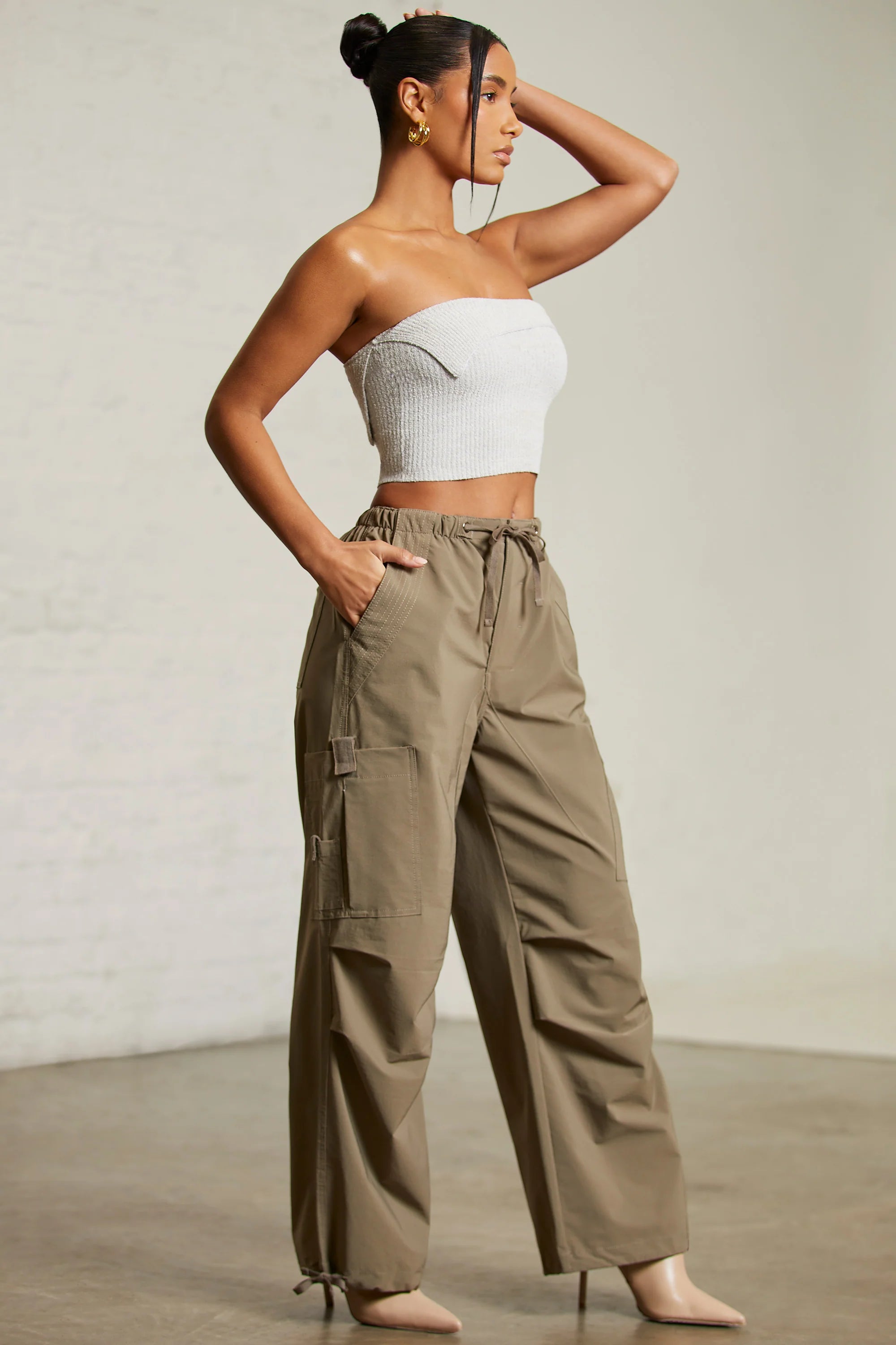 Tall Wide Leg Cargo Trousers in Green