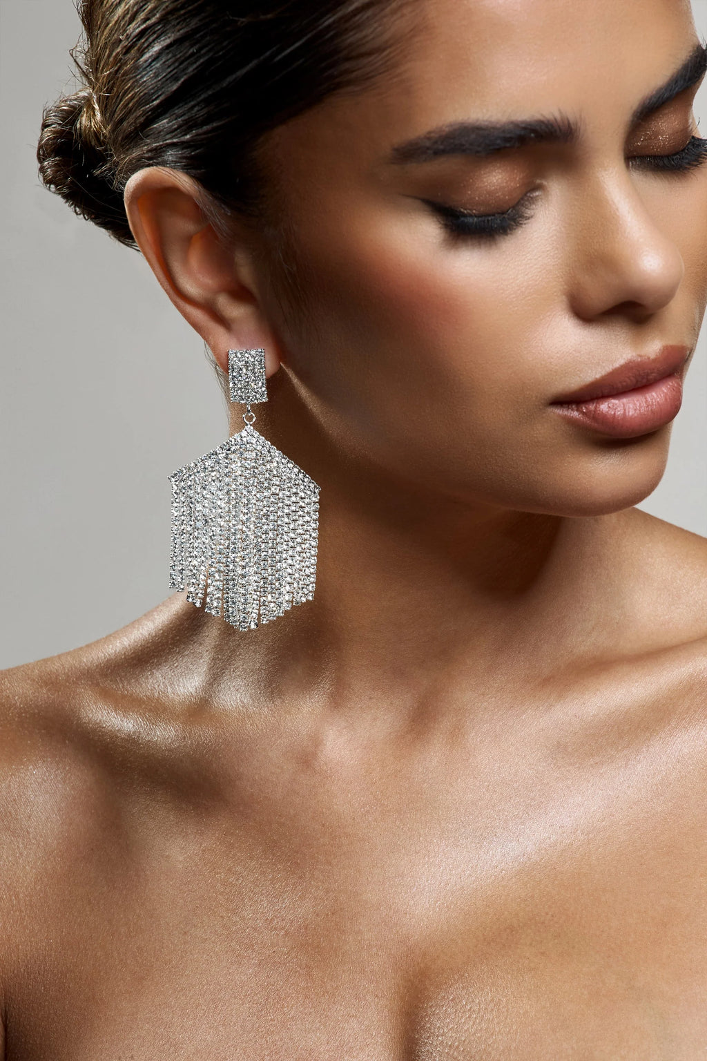 Sea Of Stars | Silver Diamante Tassel Drop Earrings