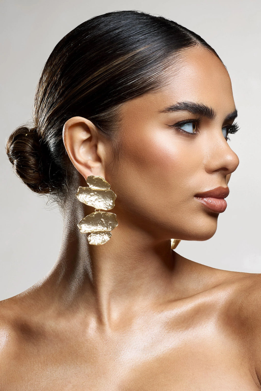 Cerise | Gold Abstract Textured Drop Earrings