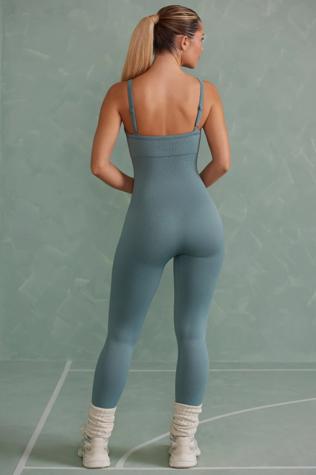 Petite Super Sculpt Unitard in Mineral Green