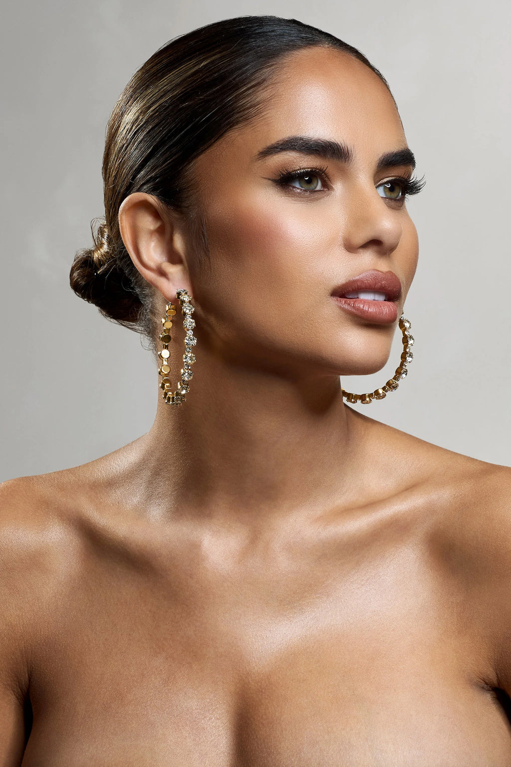 Sindri | Gold Diamante Hoop Earrings