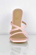 Cross My Path Strappy Mule Heels in Light Pink