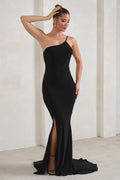 Belle | Black One Shoulder Fishtail Maxi Dress