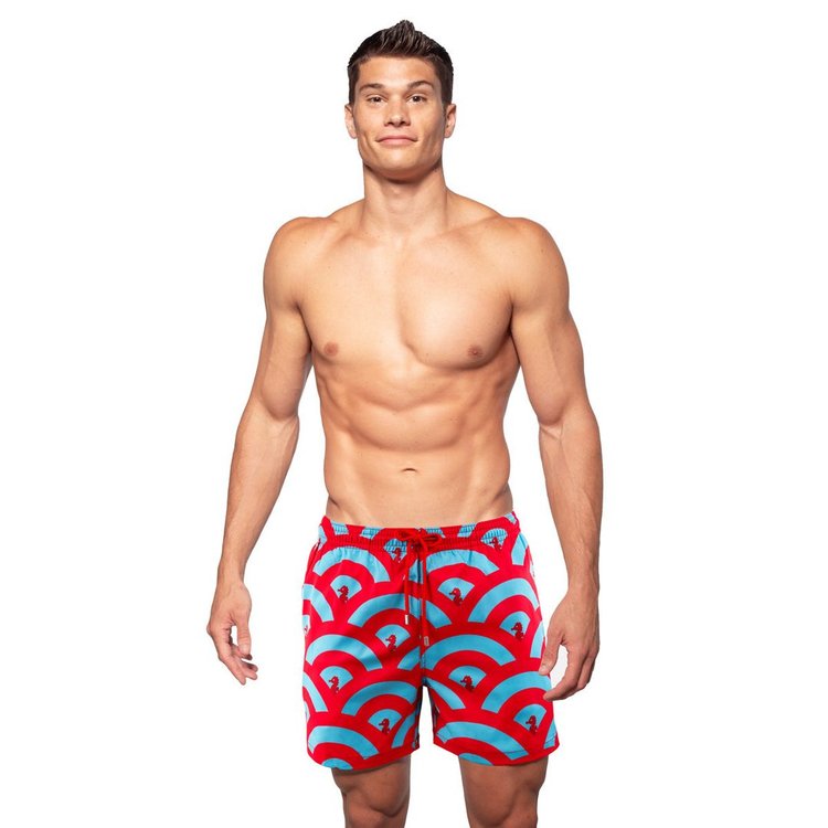 Red Clouds - 6 Mid-Length Hybrid Shorts