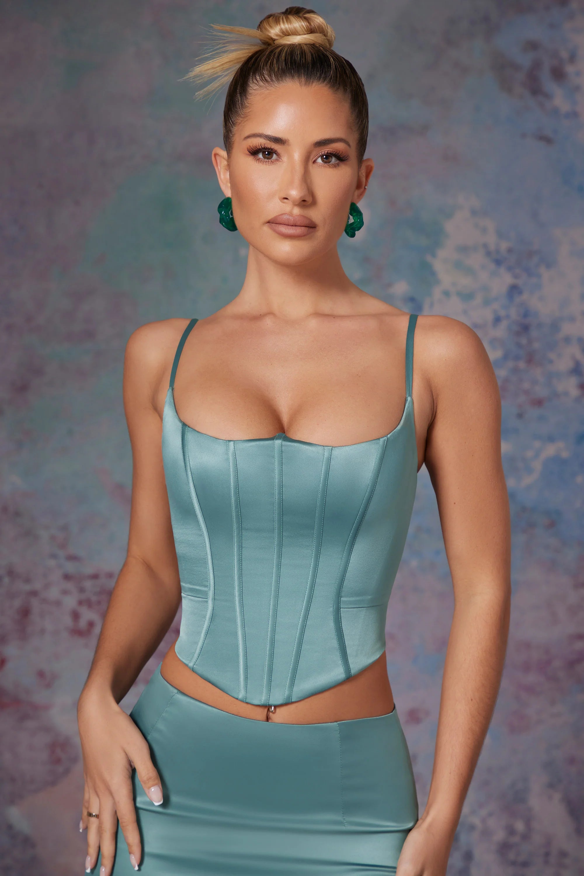 Push Up Full Length Corset in Light Teal