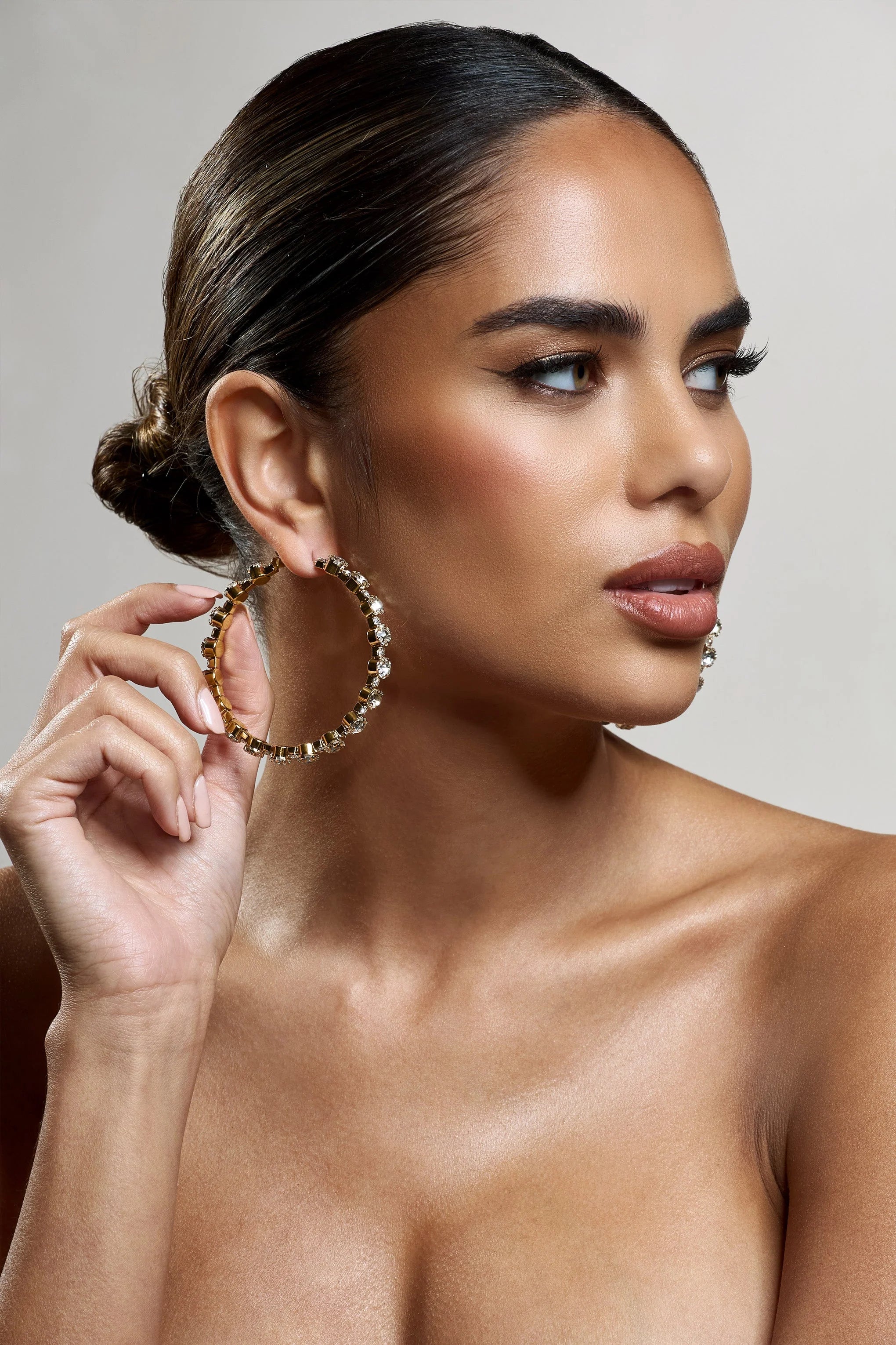 Sindri | Gold Diamante Hoop Earrings