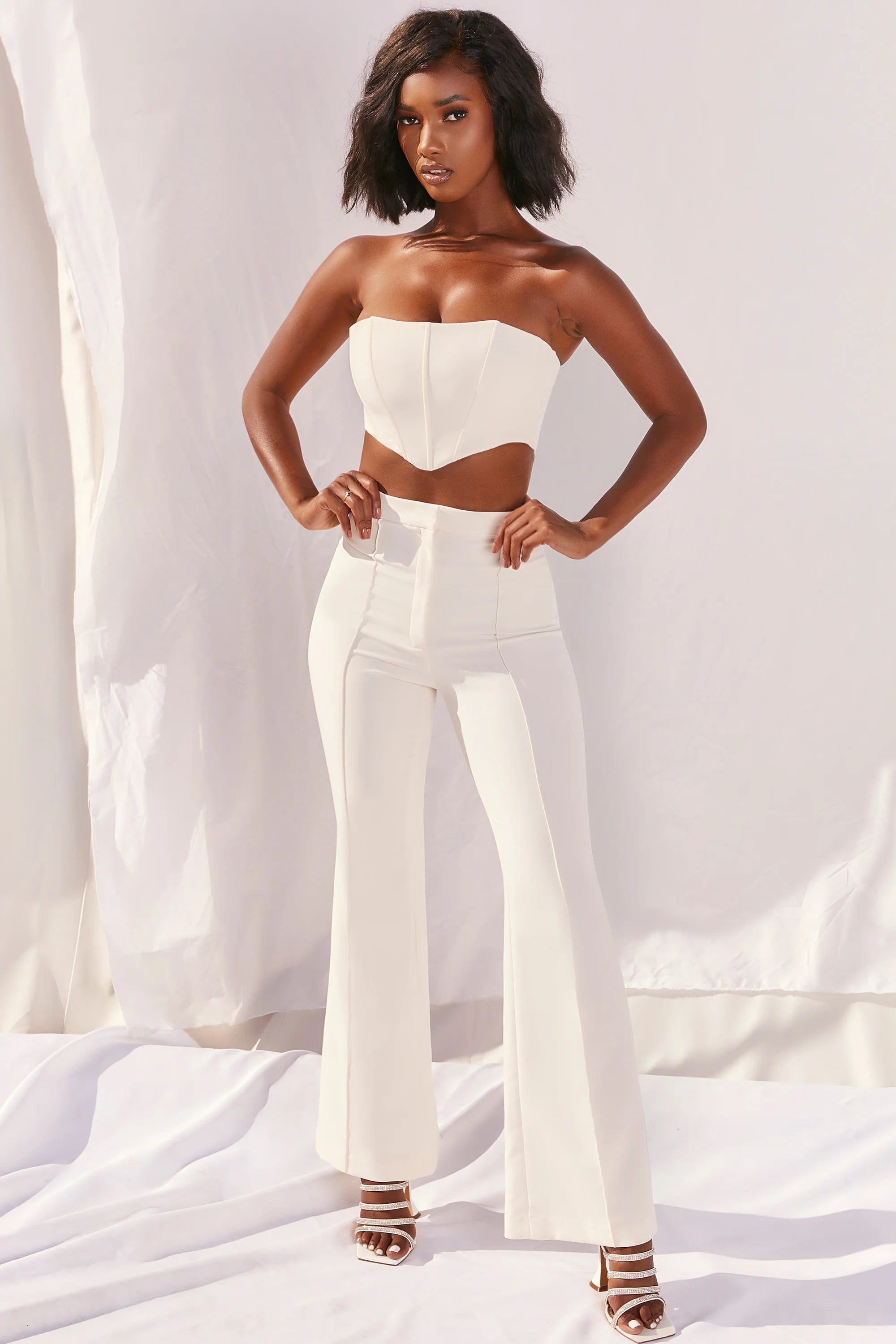 Bossin?Up Strapless Corset Crop Top in Ivory