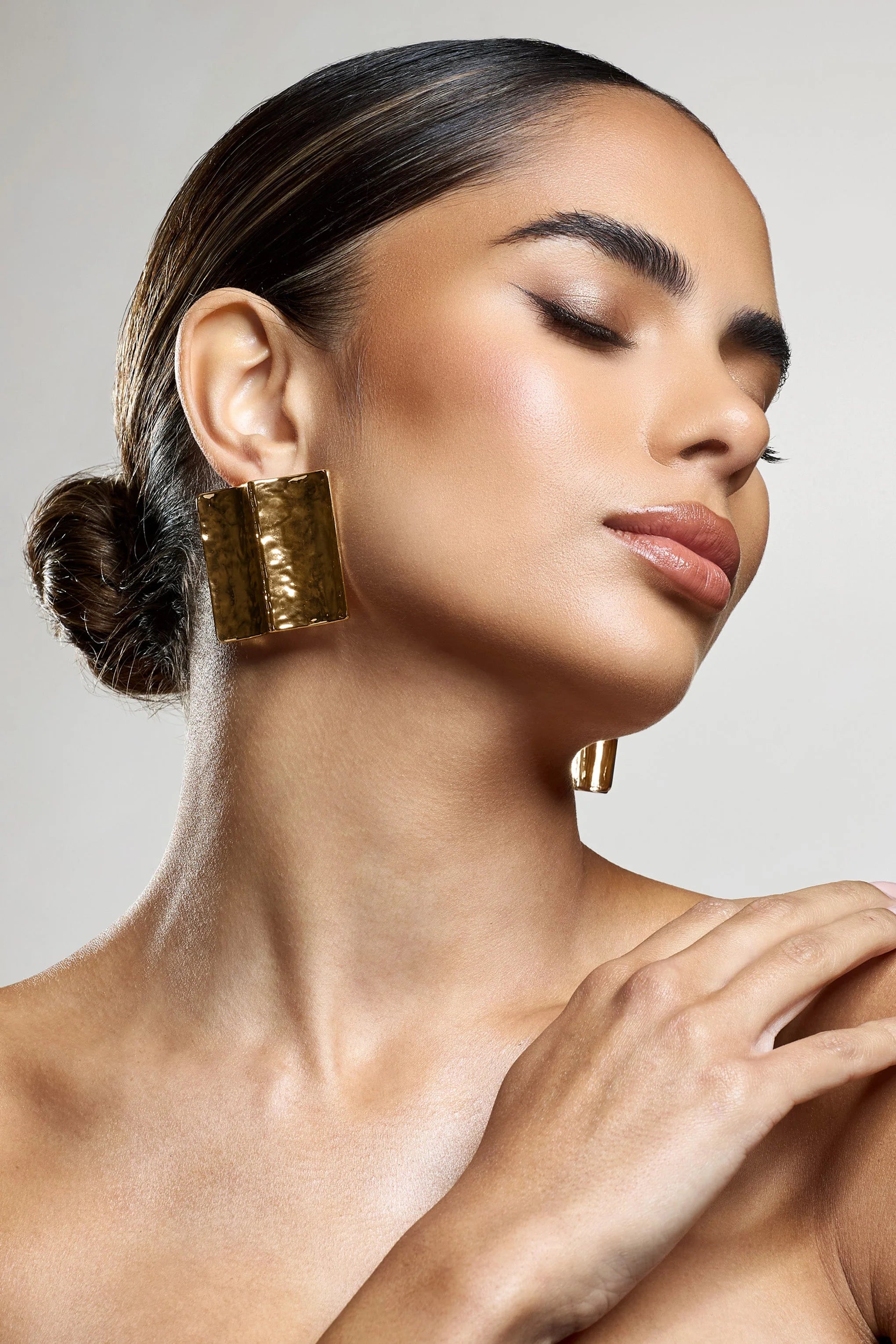 Serengeti | Gold Hammered Square Statement Earrings