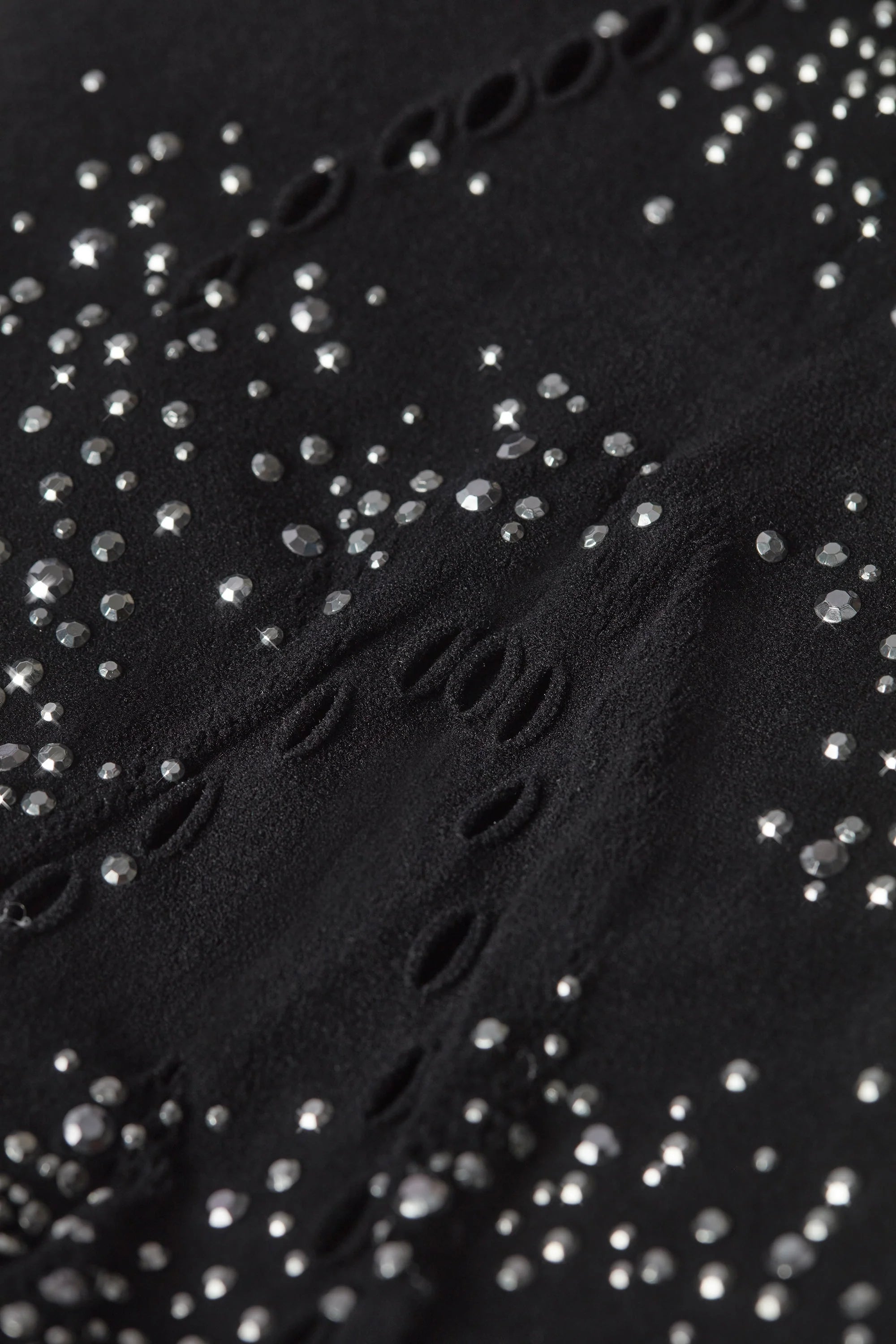 Petite Embellished Mid-Rise Flared Trousers in Black