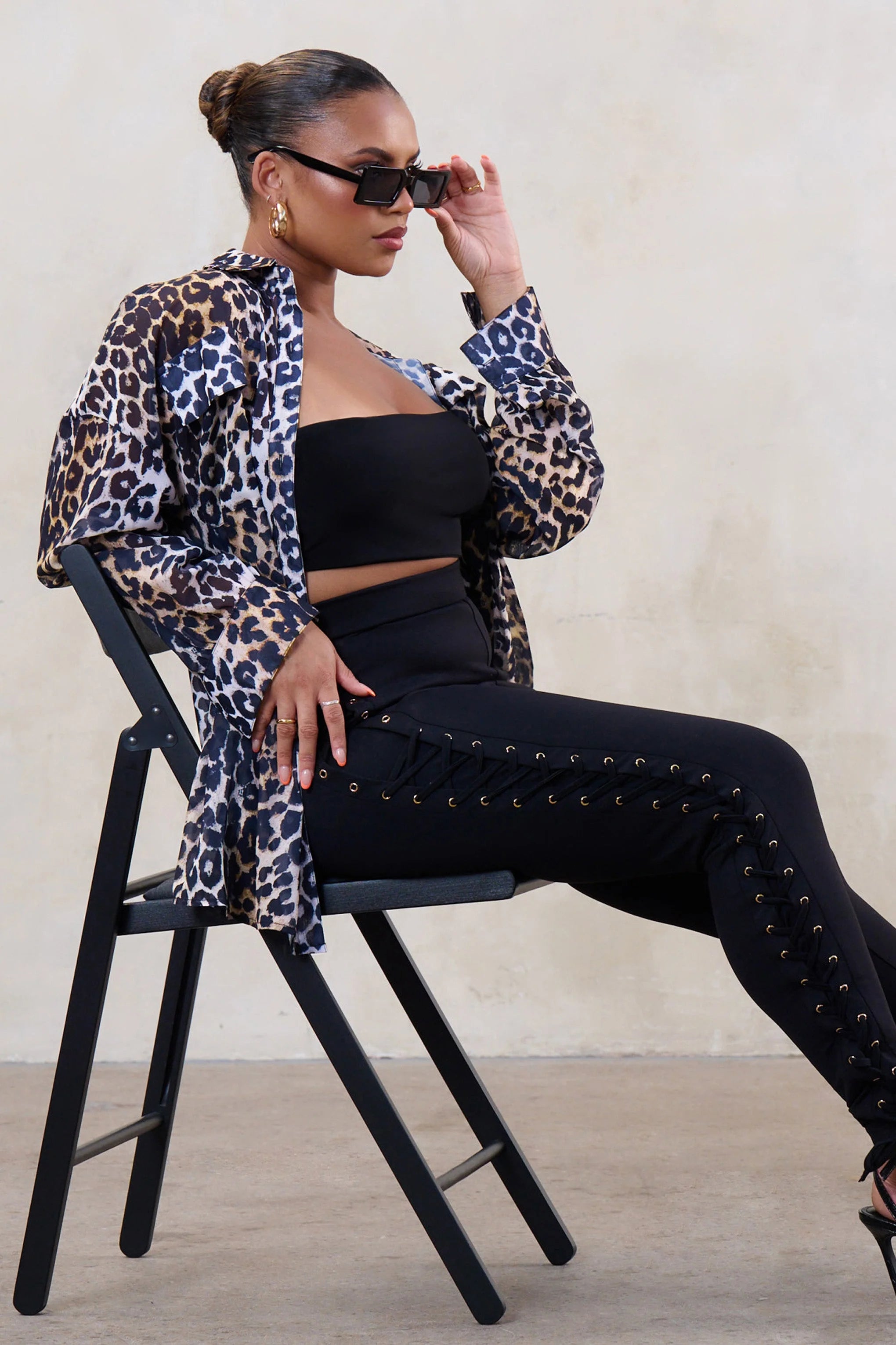 Put Together | Plus Leopard Sheer Oversized Shirt