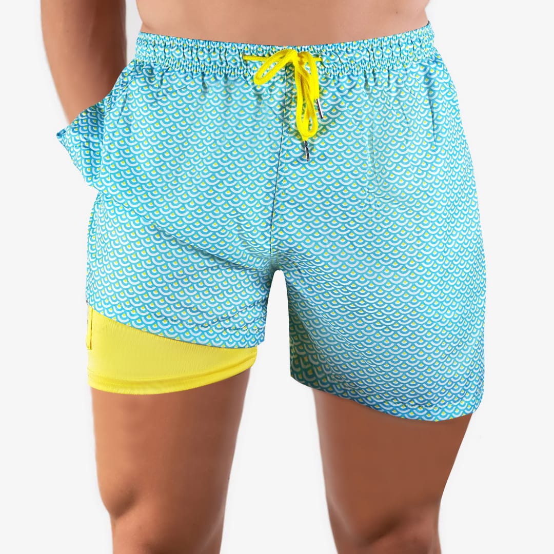 Blue Paradise - 6 Mid-Length Hybrid Shorts