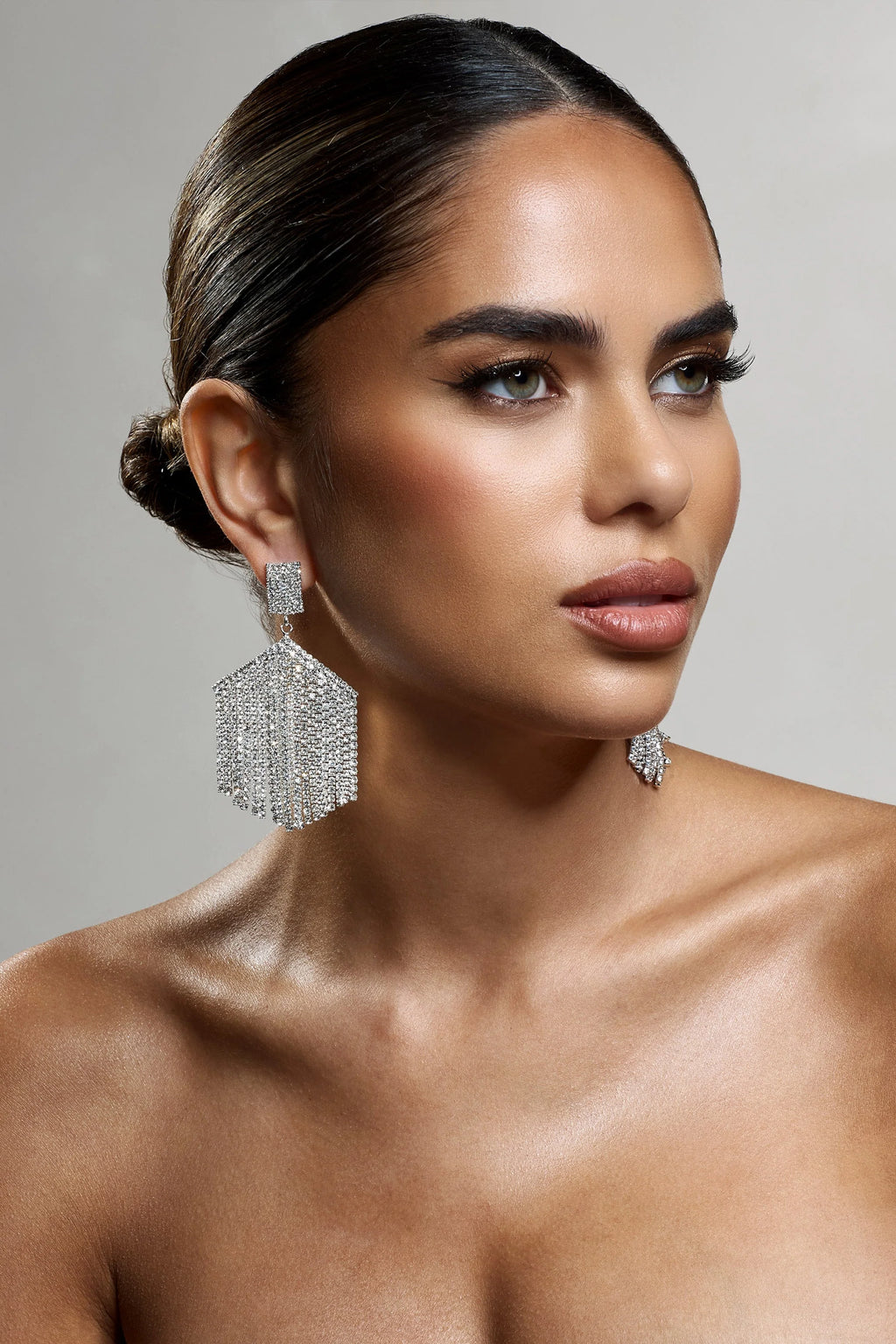Sea Of Stars | Silver Diamante Tassel Drop Earrings