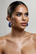 Ibiza | Gold & Blue Diamante Chunky Hoop Earrings
