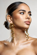 Caramel | Gold Swirl Statement Dangle Earrings