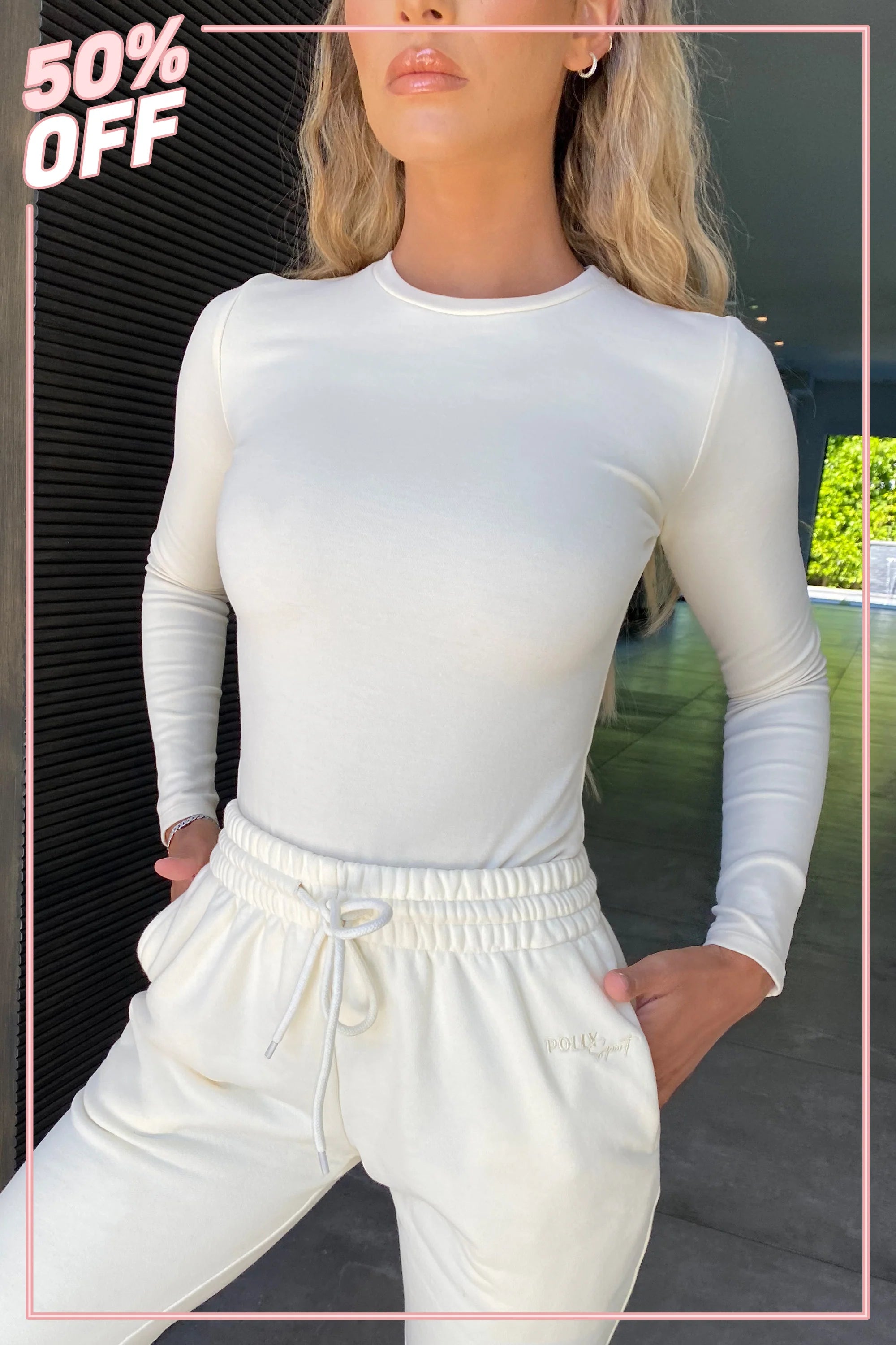 True Basic Long Sleeve Top in Cream