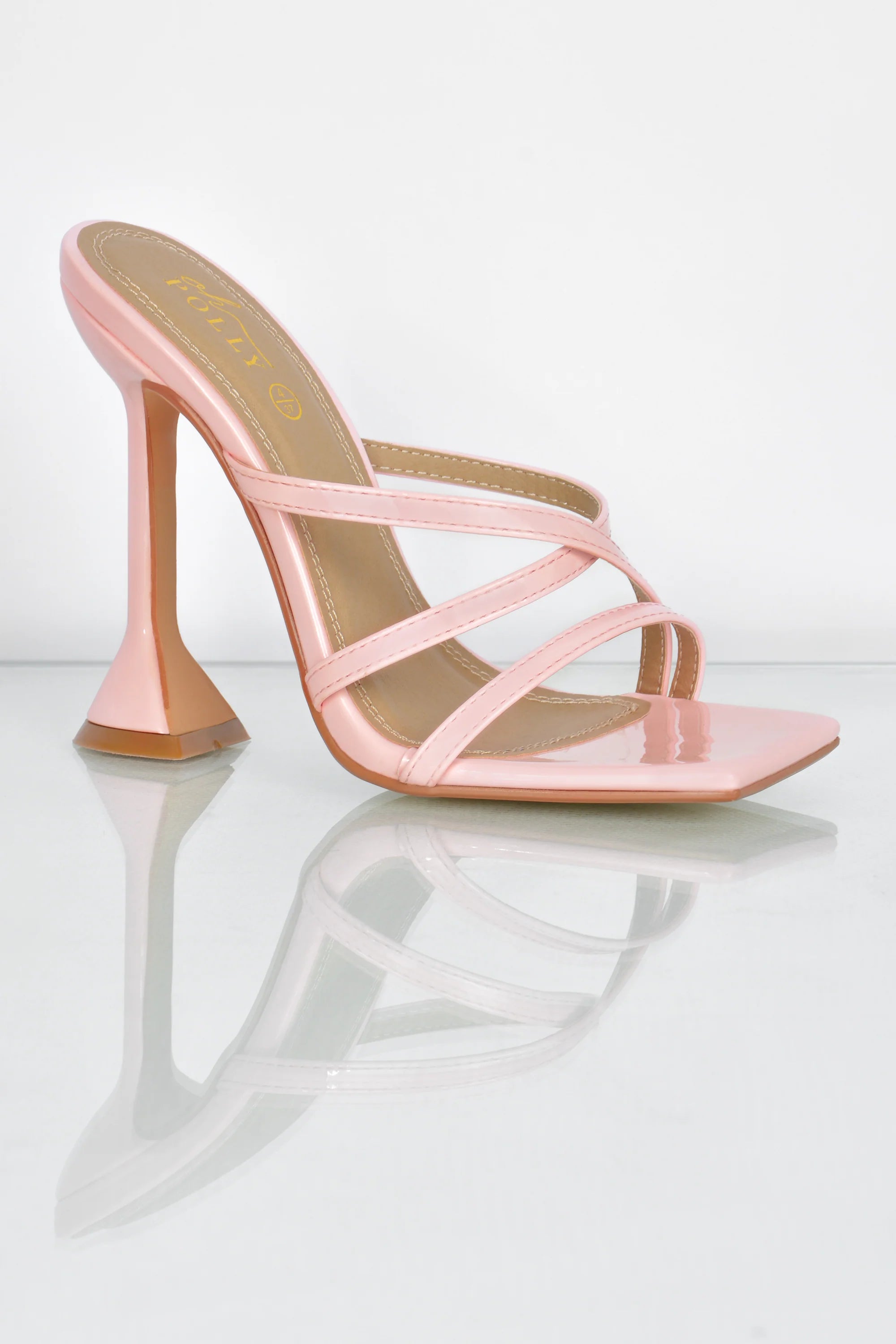 Cross My Path Strappy Mule Heels in Light Pink