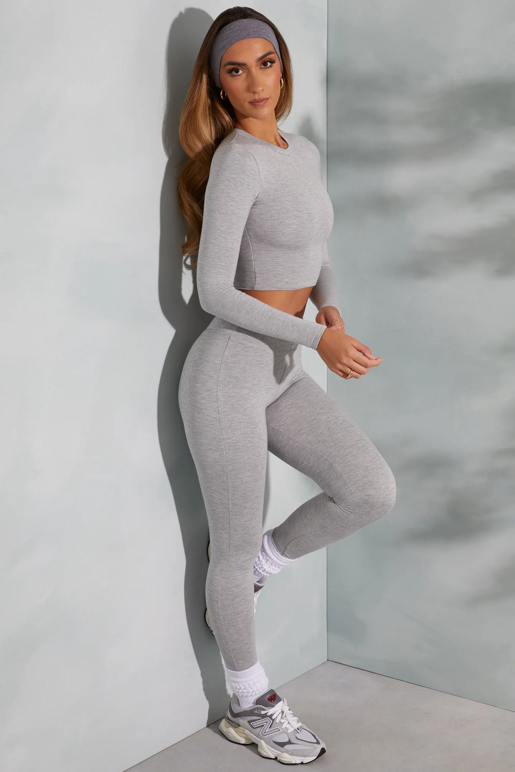 Petite High Waist Leggings in Marled Grey