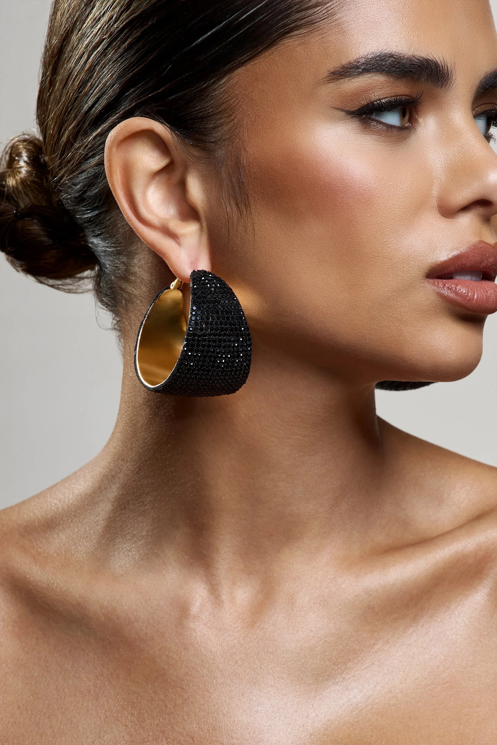 Twinkler | Black Chunky Statement Hoop Earrings