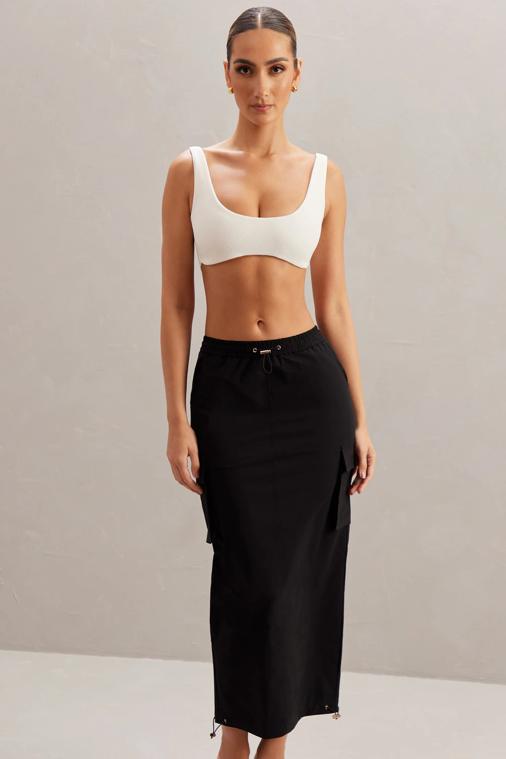 Cargo Maxi Skirt in Black